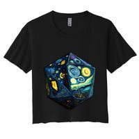 D20 Dice Art Van Gogh Starry Night Cool Realistic D20 Dice Crop Top