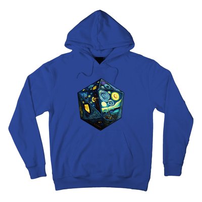 D20 Dice Art Van Gogh Starry Night Cool Realistic D20 Dice Hoodie