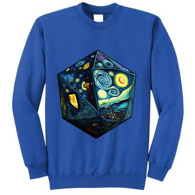 D20 Dice Art Van Gogh Starry Night Cool Realistic D20 Dice Sweatshirt