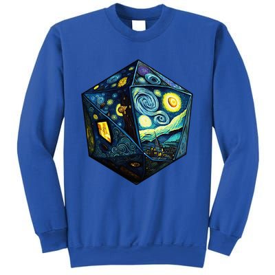 D20 Dice Art Van Gogh Starry Night Cool Realistic D20 Dice Sweatshirt