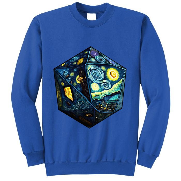 D20 Dice Art Van Gogh Starry Night Cool Realistic D20 Dice Sweatshirt