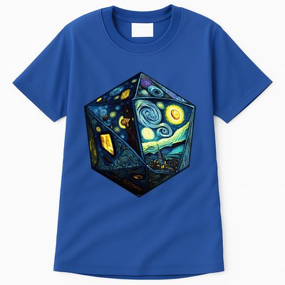 D20 Dice Art Van Gogh Starry Night Cool Realistic D20 Dice Tall T-Shirt