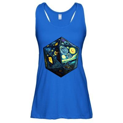 D20 Dice Art Van Gogh Starry Night Cool Realistic D20 Dice Ladies Essential Flowy Tank
