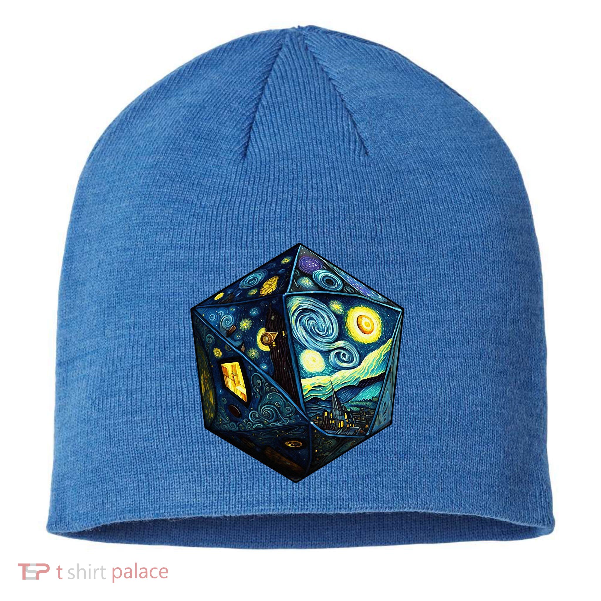 D20 Dice Art Van Gogh Starry Night Cool Realistic D20 Dice Sustainable Beanie