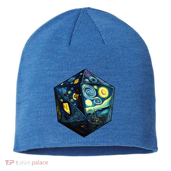 D20 Dice Art Van Gogh Starry Night Cool Realistic D20 Dice Sustainable Beanie