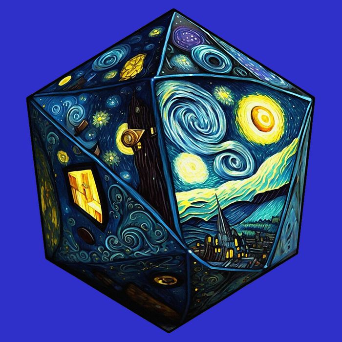 D20 Dice Art Van Gogh Starry Night Cool Realistic D20 Dice 16 in Basic Backpack