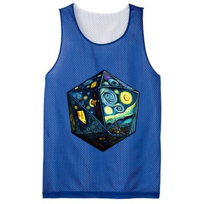 D20 Dice Art Van Gogh Starry Night Cool Realistic D20 Dice Mesh Reversible Basketball Jersey Tank
