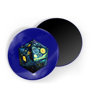 D20 Dice Art Van Gogh Starry Night Cool Realistic D20 Dice Magnet