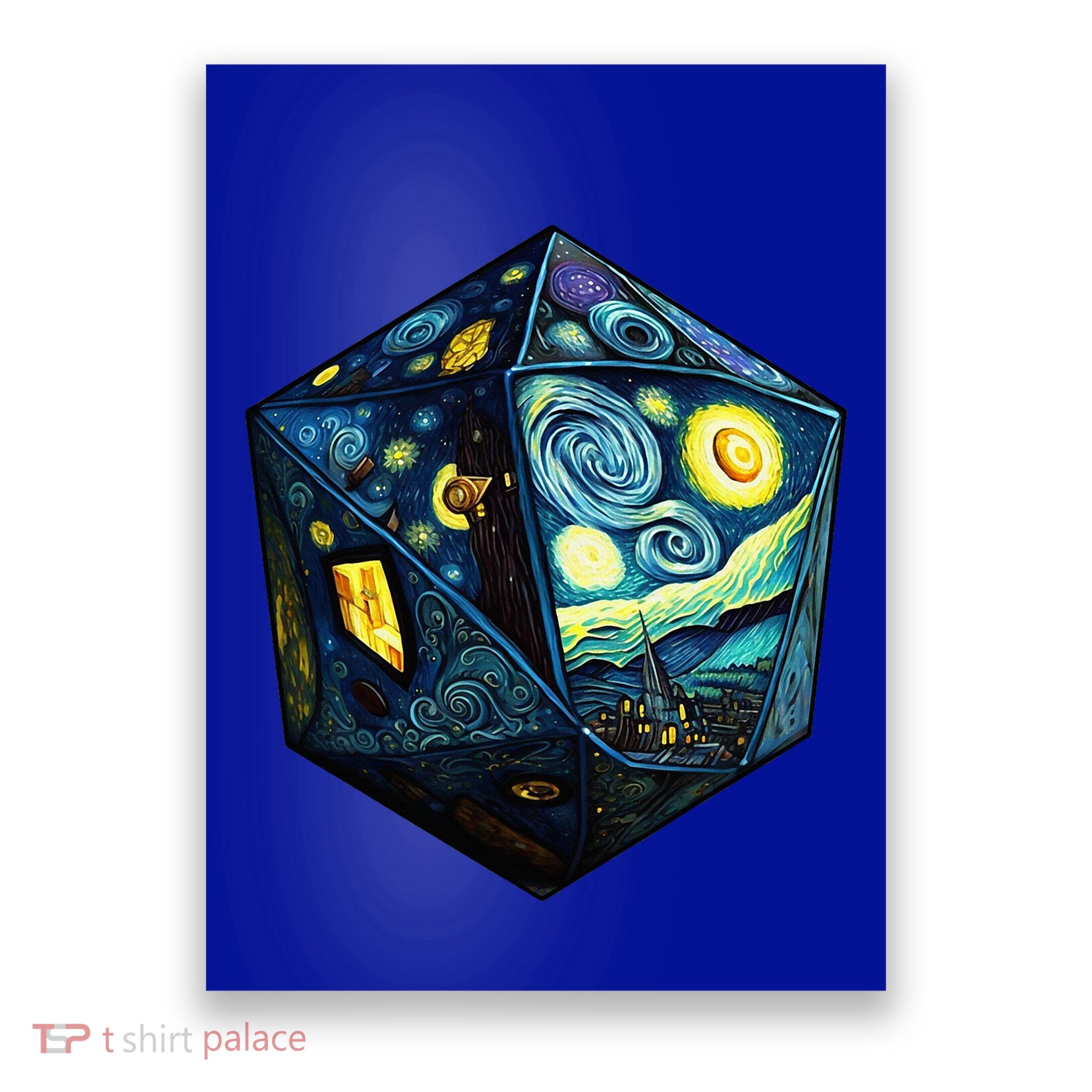 D20 Dice Art Van Gogh Starry Night Cool Realistic D20 Dice Poster
