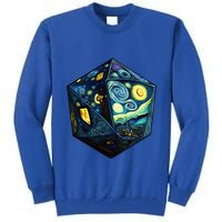 D20 Dice Art Van Gogh Starry Night Cool Realistic D20 Dice Tall Sweatshirt