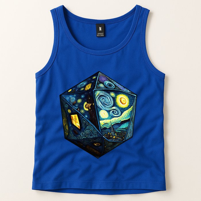 D20 Dice Art Van Gogh Starry Night Cool Realistic D20 Dice Tank Top