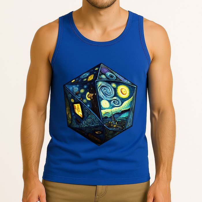 D20 Dice Art Van Gogh Starry Night Cool Realistic D20 Dice Tank Top