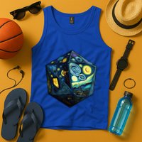 D20 Dice Art Van Gogh Starry Night Cool Realistic D20 Dice Tank Top