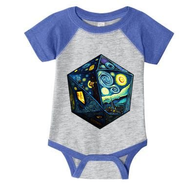 D20 Dice Art Van Gogh Starry Night Cool Realistic D20 Dice Infant Baby Jersey Bodysuit