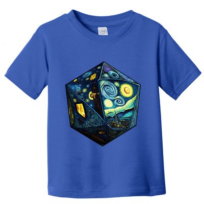 D20 Dice Art Van Gogh Starry Night Cool Realistic D20 Dice Toddler T-Shirt