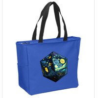 D20 Dice Art Van Gogh Starry Night Cool Realistic D20 Dice Zip Tote Bag
