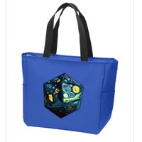 D20 Dice Art Van Gogh Starry Night Cool Realistic D20 Dice Zip Tote Bag