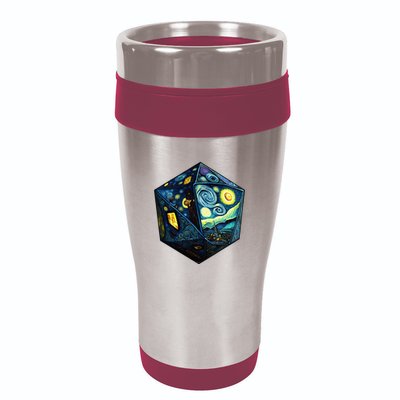 D20 Dice Art Van Gogh Starry Night Cool Realistic D20 Dice 16oz Travel Tumbler