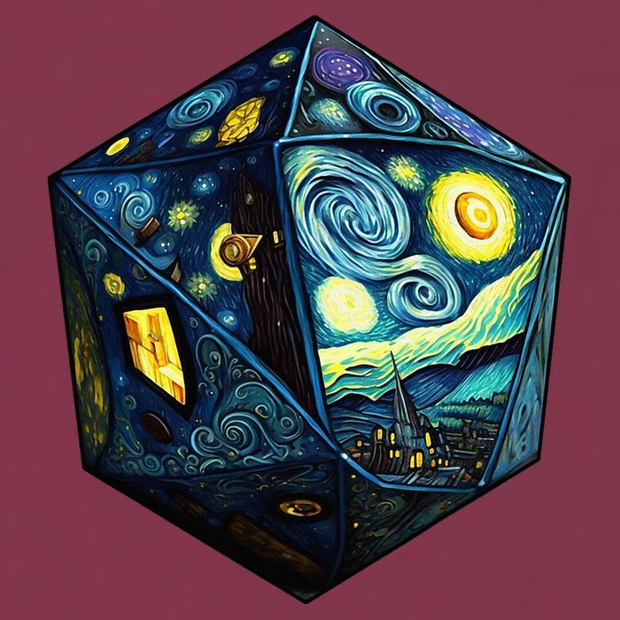D20 Dice Art Van Gogh Starry Night Cool Realistic D20 Dice 16oz Travel Tumbler