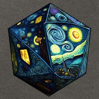 D20 Dice Art Van Gogh Starry Night Cool Realistic D20 Dice Cotton Canvas Backpack