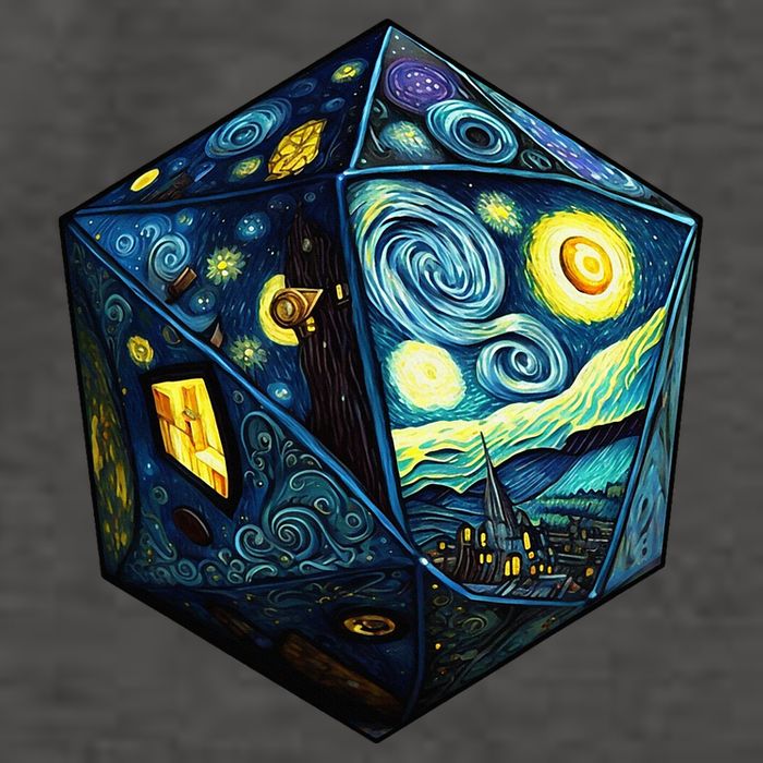 D20 Dice Art Van Gogh Starry Night Cool Realistic D20 Dice Vector Backpack
