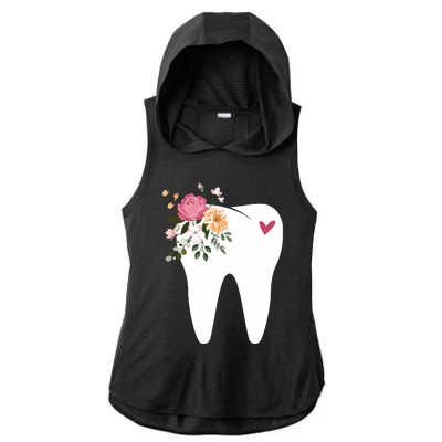 Dentist Dental Assistant Oral Hygienist Tooth Flower Ladies PosiCharge Tri-Blend Wicking Draft Hoodie Tank