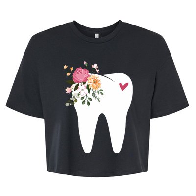 Dentist Dental Assistant Oral Hygienist Tooth Flower Bella+Canvas Jersey Crop Tee