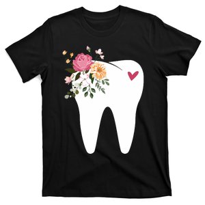 Dentist Dental Assistant Oral Hygienist Tooth Flower T-Shirt