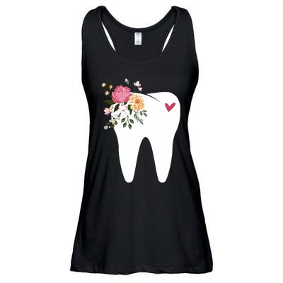 Dentist Dental Assistant Oral Hygienist Tooth Flower Ladies Essential Flowy Tank