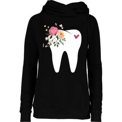 Dentist Dental Assistant Oral Hygienist Tooth Flower Womens Funnel Neck Pullover Hood