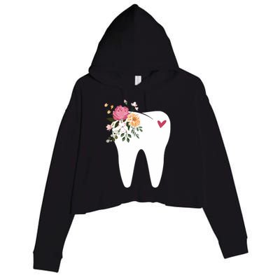 Dentist Dental Assistant Oral Hygienist Tooth Flower Crop Fleece Hoodie