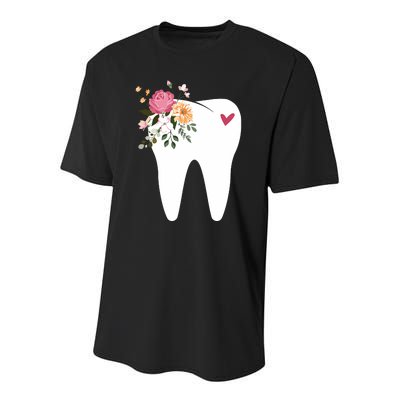 Dentist Dental Assistant Oral Hygienist Tooth Flower Youth Performance Sprint T-Shirt