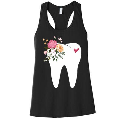 Dentist Dental Assistant Oral Hygienist Tooth Flower Women's Racerback Tank