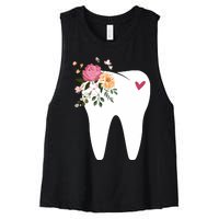 Dentist Dental Assistant Oral Hygienist Tooth Flower Women's Racerback Cropped Tank