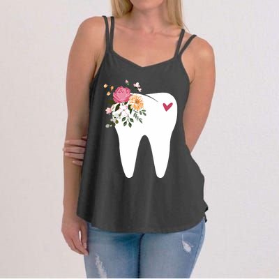 Dentist Dental Assistant Oral Hygienist Tooth Flower Women's Strappy Tank