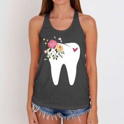 Dentist Dental Assistant Oral Hygienist Tooth Flower Women's Knotted Racerback Tank