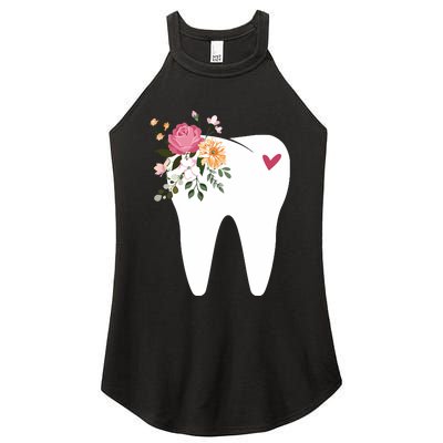 Dentist Dental Assistant Oral Hygienist Tooth Flower Women’s Perfect Tri Rocker Tank