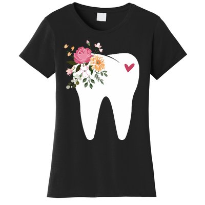 Dentist Dental Assistant Oral Hygienist Tooth Flower Women's T-Shirt