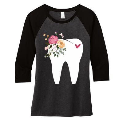 Dentist Dental Assistant Oral Hygienist Tooth Flower Women's Tri-Blend 3/4-Sleeve Raglan Shirt