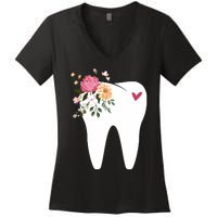 Dentist Dental Assistant Oral Hygienist Tooth Flower Women's V-Neck T-Shirt