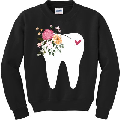 Dentist Dental Assistant Oral Hygienist Tooth Flower Kids Sweatshirt