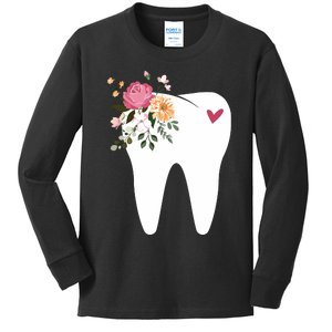 Dentist Dental Assistant Oral Hygienist Tooth Flower Kids Long Sleeve Shirt