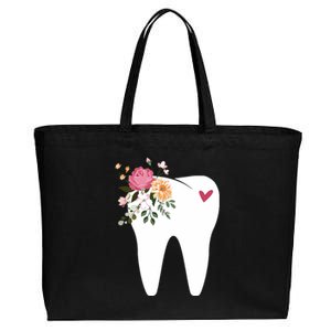 Dentist Dental Assistant Oral Hygienist Tooth Flower Cotton Canvas Jumbo Tote