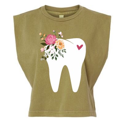 Dentist Dental Assistant Oral Hygienist Tooth Flower Garment-Dyed Women's Muscle Tee