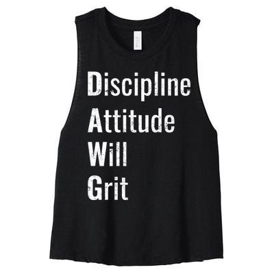 D.A.W.G Discipline Attitude Will Grit Women's Racerback Cropped Tank