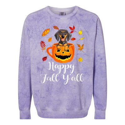 Dachshund Dog Autumn Fall Pumpkin Truck Mappe Thanksgiving Gift Colorblast Crewneck Sweatshirt