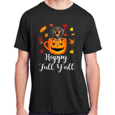 Dachshund Dog Autumn Fall Pumpkin Truck Mappe Thanksgiving Gift Adult ChromaSoft Performance T-Shirt