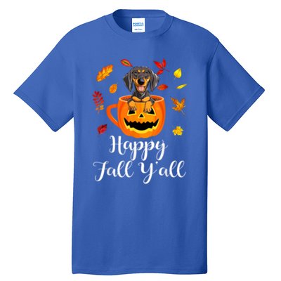 Dachshund Dog Autumn Fall Pumpkin Truck Mappe Thanksgiving Gift Tall T-Shirt