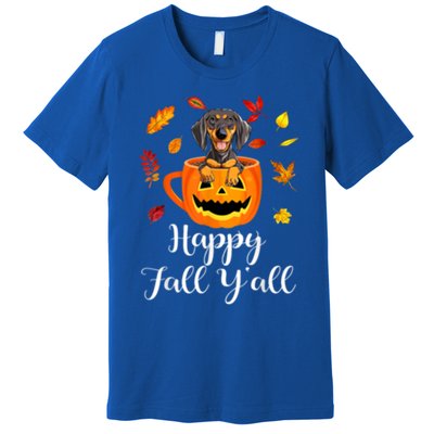 Dachshund Dog Autumn Fall Pumpkin Truck Mappe Thanksgiving Gift Premium T-Shirt