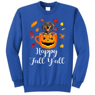 Dachshund Dog Autumn Fall Pumpkin Truck Mappe Thanksgiving Gift Tall Sweatshirt